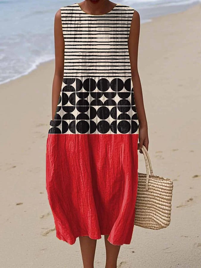 Bella | Baumwoll-Leinen-Kleid mit Druck