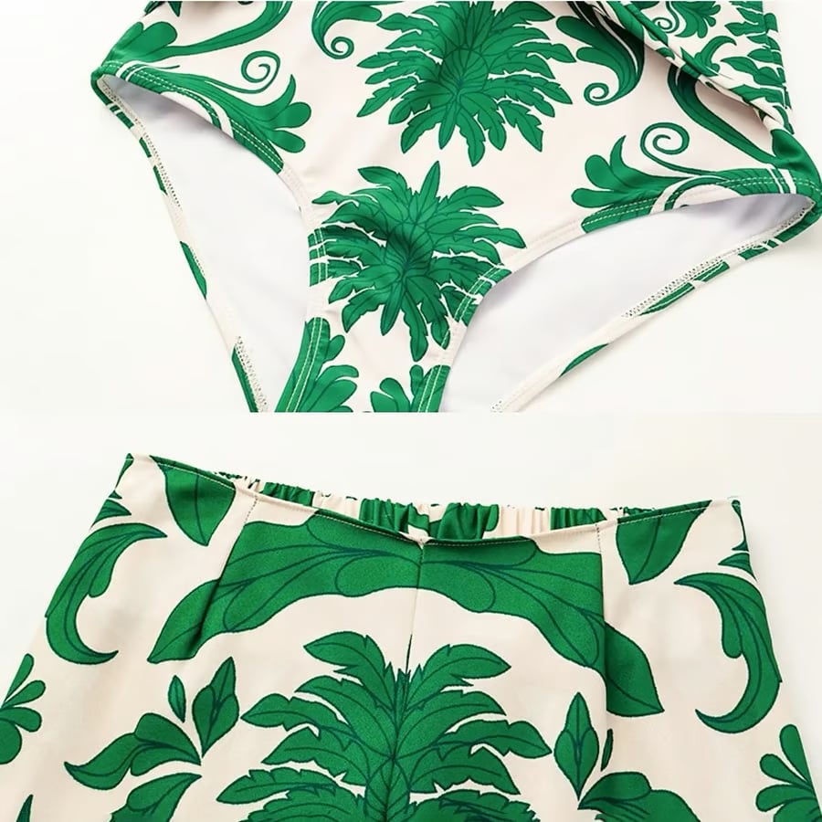 Sophia | Stilvolles Badeanzug-Set mit V-Ausschnitt und Print