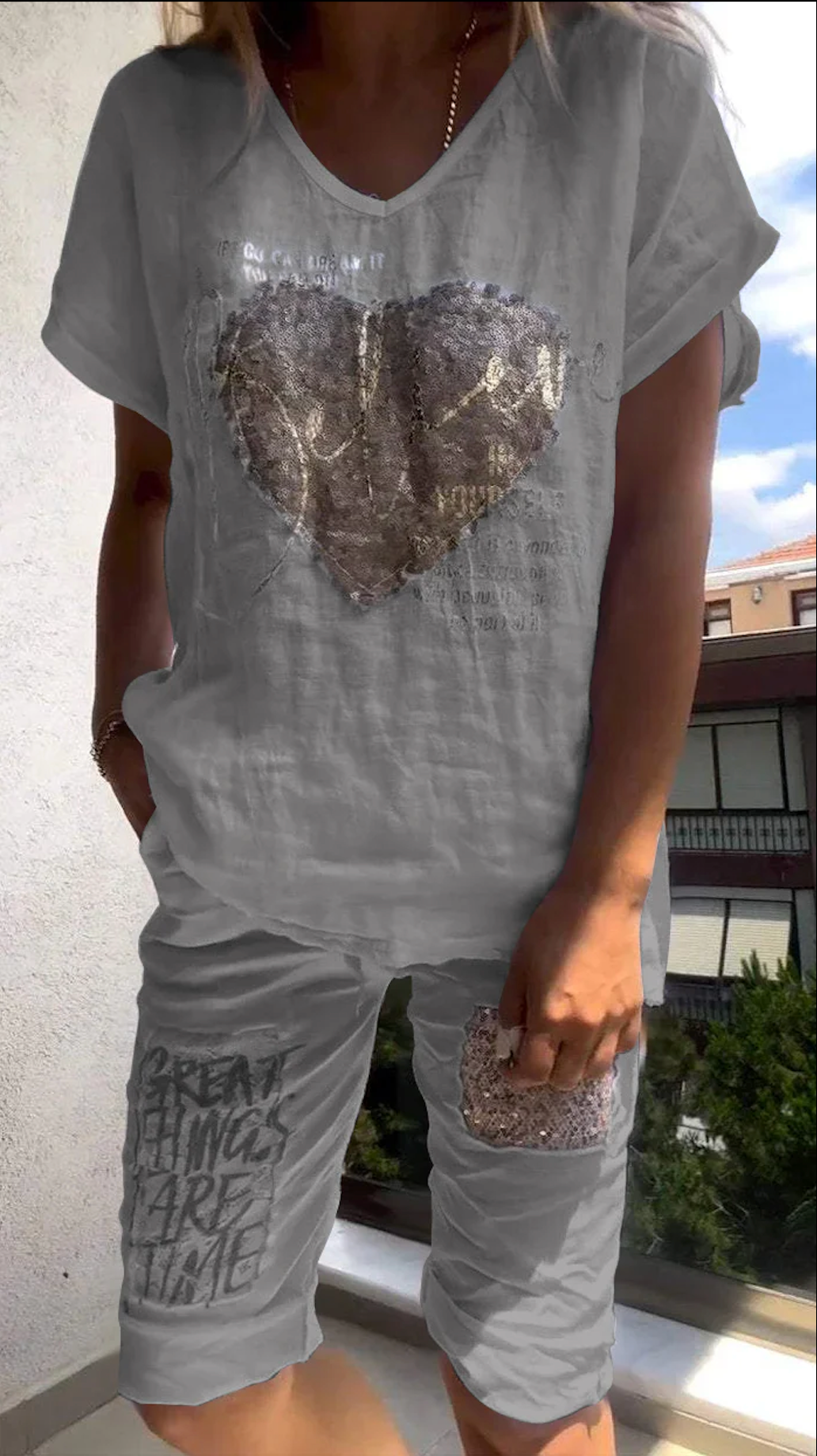 Mirabelle | Elegantes Zweiteiler-Set mit Goldprägung