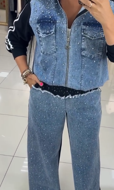 Melany | Damen-Outfit, Jeansjacke & Hose, lässig & bequem