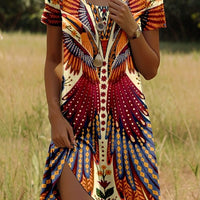 Kara | trendiges Kleid mit Rundhals und floralen indischen Akzenten