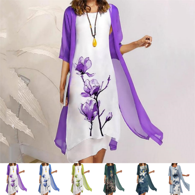 Ingrid | Stilvolles Anzugskleid mit Blumenmuster