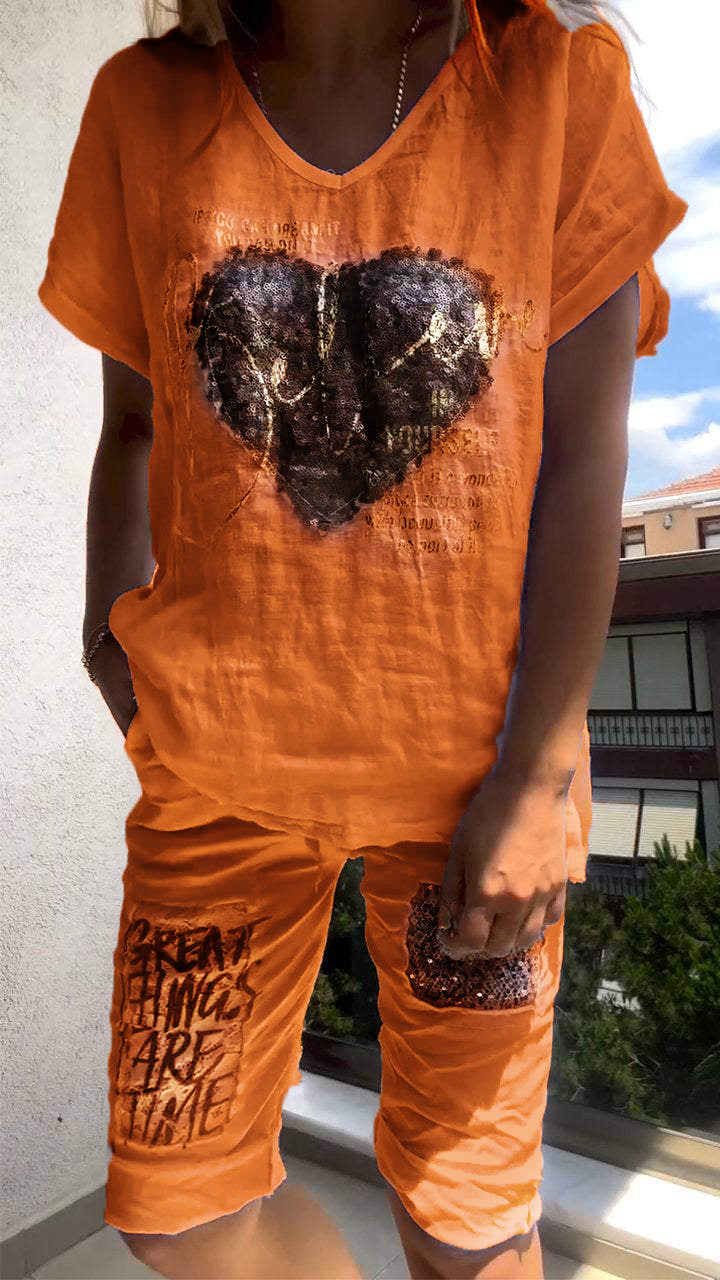 Mirabelle | Elegantes Zweiteiler-Set mit Goldprägung