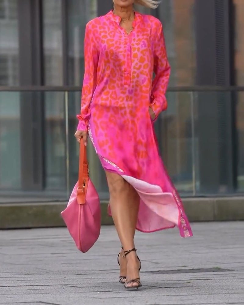 Keyla | modisches Kleid mit Leopardenmuster und Schlitz