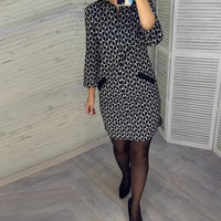 Caryn | Geometrisches Midikleid mit 3/4-Ärmeln