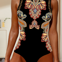 Jazz | Paisley ärmelloser einteiliger Badeanzug