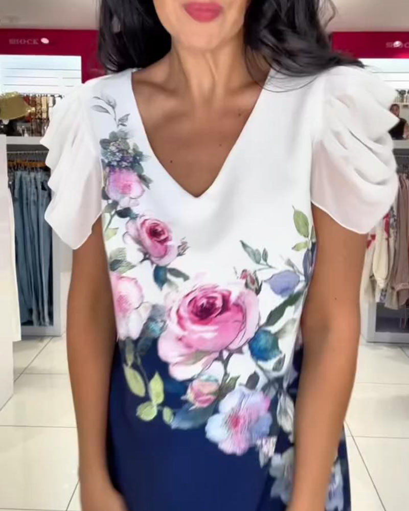 Jaliyah | verspieltes Kleid mit Puffärmeln und V-Ausschnitt