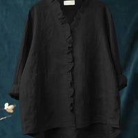 Zanel | Lose Bluse mit V-Ausschnitt und Rüsche