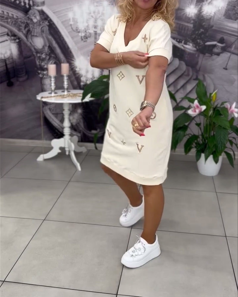 Amarna | Kleid Mode V-Ausschnitt kurze Ärmel