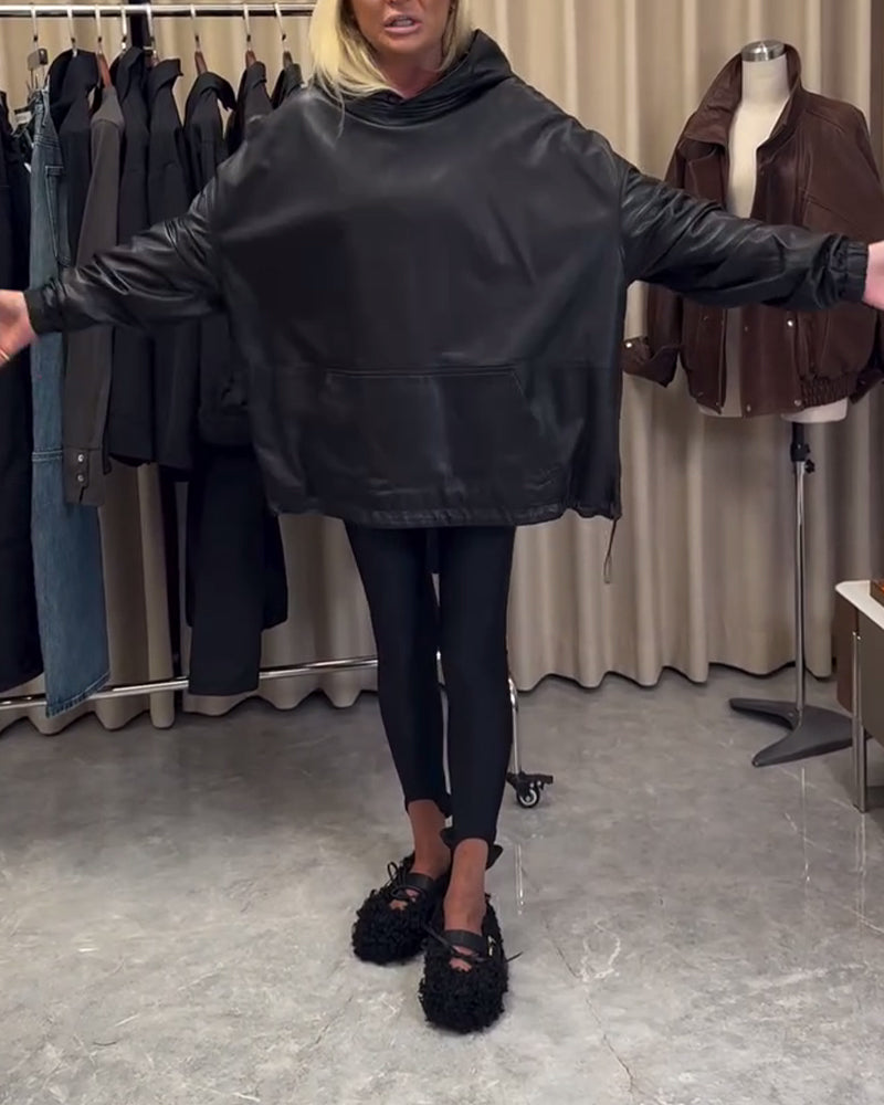 Piora | Lockere PU-Leder-Hoodie