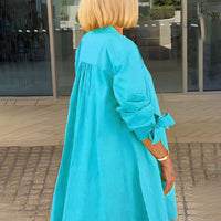 Tesla | Lange Hemdjacke aus Baumwolle für Frauen