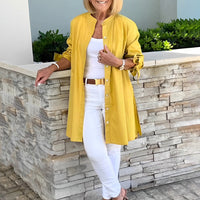 Tesla | Lange Hemdjacke aus Baumwolle für Frauen