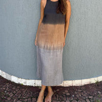 Tayla | Ombre ärmelloses Midikleid