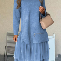 Luceria | Lässiger, modischer langer Rock mit Mesh-Spleiß