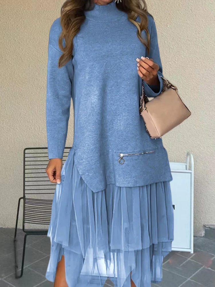 Luceria | Lässiger, modischer langer Rock mit Mesh-Spleiß