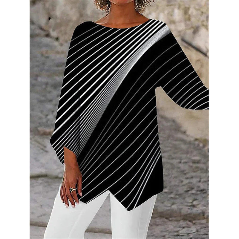 Zella | Bedrucktes Top mit Rundhalsausschnitt und langen Ärmeln