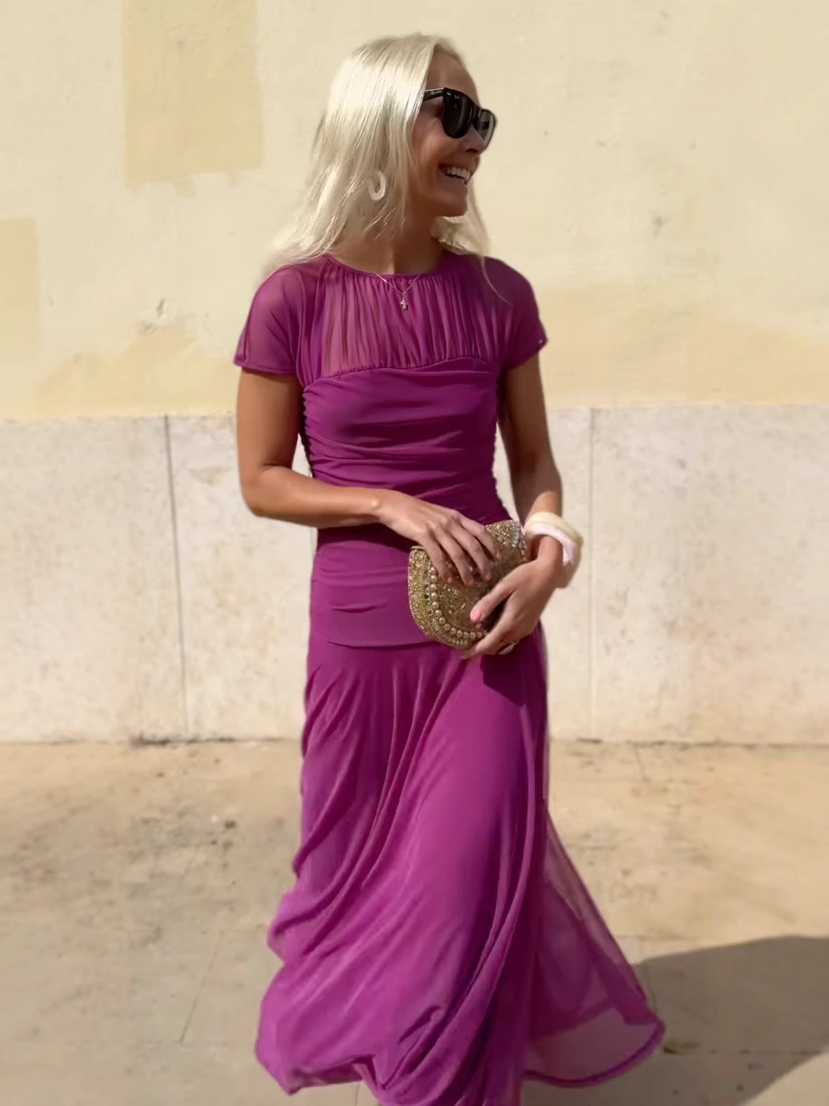 Lauren | Chiffonkleid mit Rundhalsausschnitt für Damen