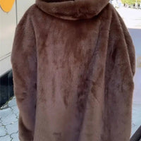 Relina | Gestreifter Plüschmantel mit Kapuze