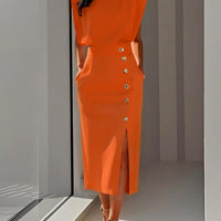 Nice | Einfarbiges Midikleid mit Knopfleiste