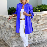 Tesla | Lange Hemdjacke aus Baumwolle für Frauen