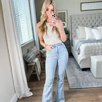 Cienna | Stretch-Jeans mit hoher Taille und weitem Bein