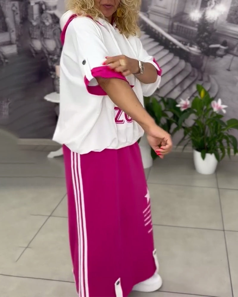 Hasela | Set mit Kapuze Kordelzug bedruckter Rock