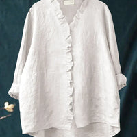 Zanel | Lose Bluse mit V-Ausschnitt und Rüsche