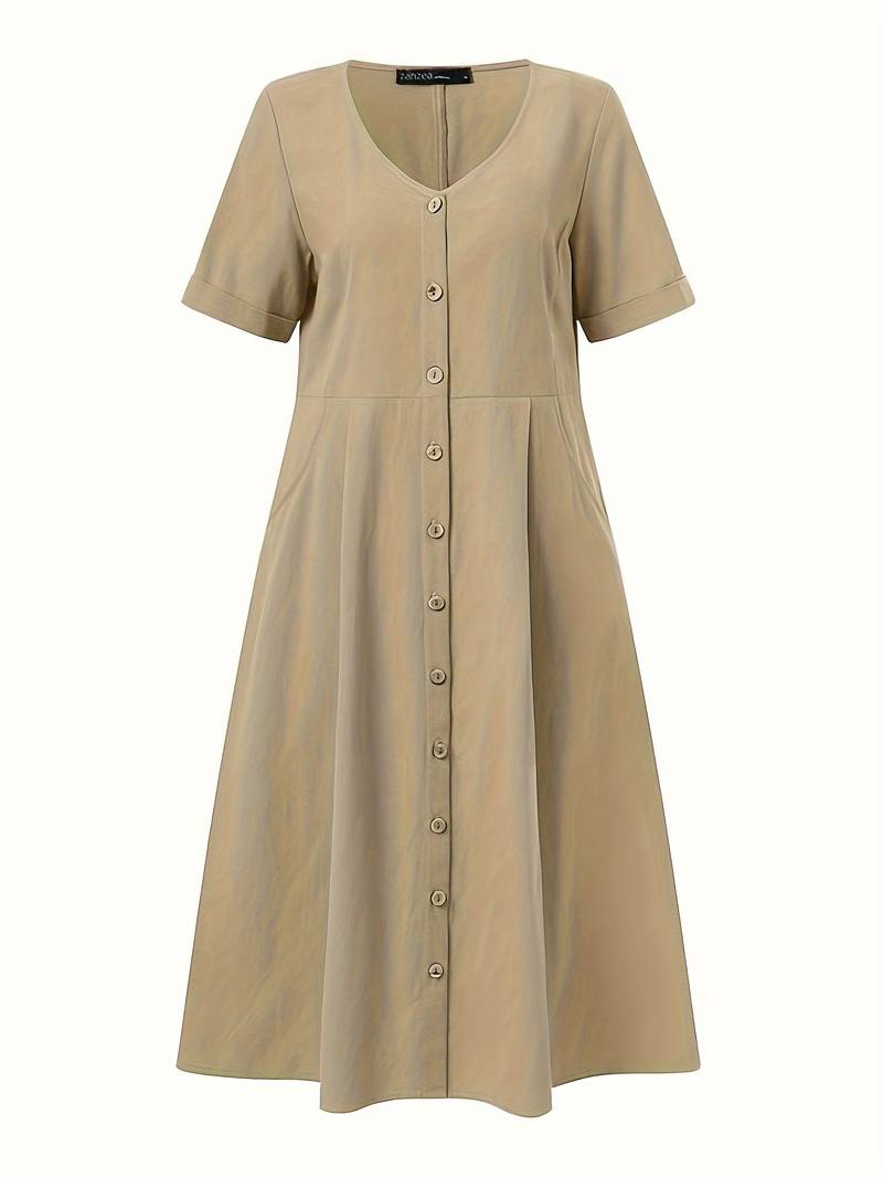 Nelian | Feminines Kleid mit Herzausschnitt und Knöpfen