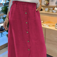 Estera | Midirock aus Leinen mit Knopfleiste und Taschen