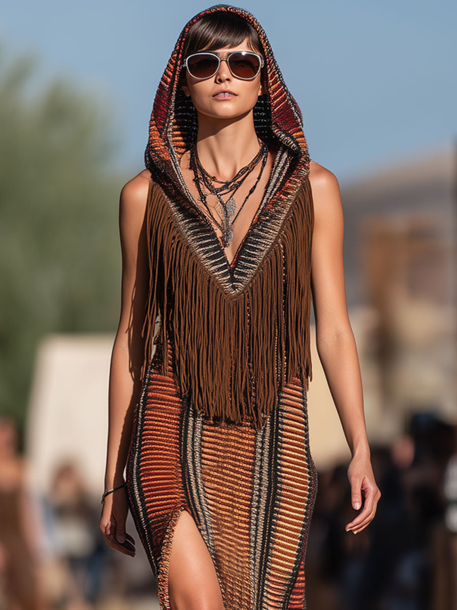 Piera | Stammes-Fransen-Maxikleid