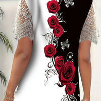 Juliana | elegantes Top mit Spitzenbesatz und floralem Schmetterlingsdesign