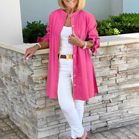 Tesla | Lange Hemdjacke aus Baumwolle für Frauen