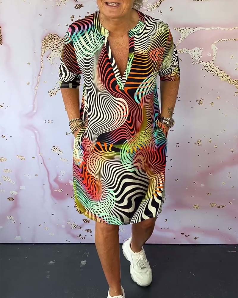 Indy | farbenfrohes Kleid mit V-Ausschnitt