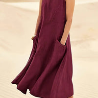 Yasmi | Locker geschnittenes ärmelloses Leinenkleid