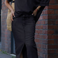 Daph | Denim Schulterfreies Top & Maxirock Set