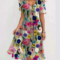 Sonnia | Buntes V-Ausschnitt-Kleid für den Sommer