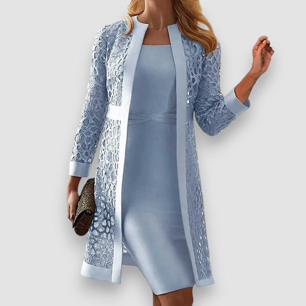 Ellaine | Zeitloses Outfit-Set mit Strickjacke & Kleid