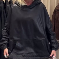 Piora | Lockere PU-Leder-Hoodie