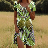 Kara | trendiges Kleid mit Rundhals und floralen indischen Akzenten