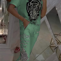 Ozria | Glamouröses Tiger-Trainingsanzug-Set