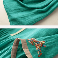 Ambere | Besticktes ethnisches Kleid aus Baumwolle und Leinen