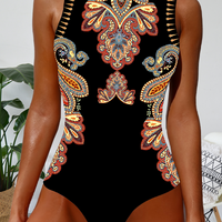 Jazz | Paisley ärmelloser einteiliger Badeanzug