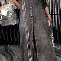 Rosia | Lässiges Maxi-Hemdkleid aus Denim mit Textdetails