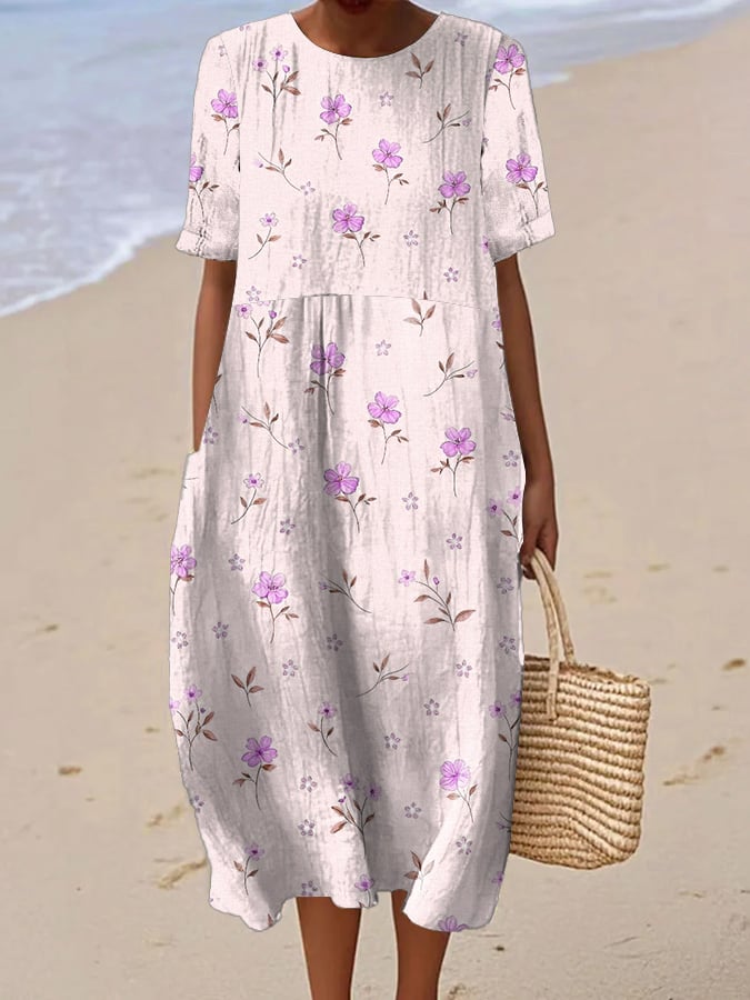 Juriz | Kurzärmeliges Damenkleid mit Blumendruck