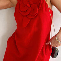 Qincy | Spaghetti-Träger Kleid mit 3D-Blume