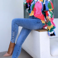 Lia | Bunt bedrucktes One-Shoulder-Freizeittop für Damen