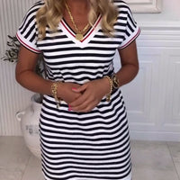 Lerna | Kleid V-Ausschnitt gestreift