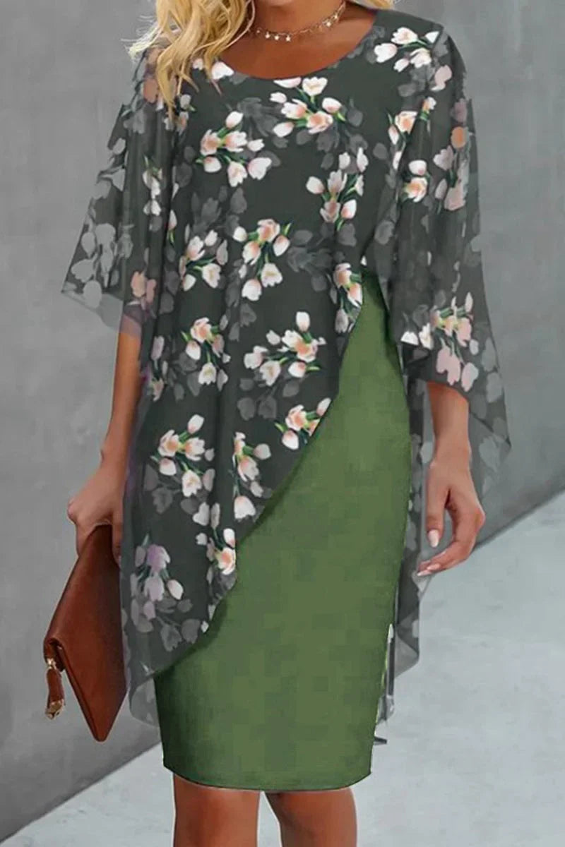 Risse | Midikleid mit floralem Überwurf