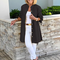 Tesla | Lange Hemdjacke aus Baumwolle für Frauen