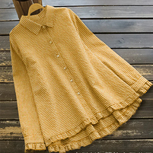 Samantha | Kariertes Oversize-Hemd aus Leinen